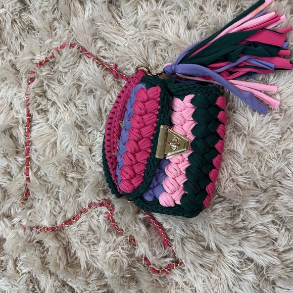 Handbags - Multicolor Woven Crochet Crossbody Handbag boho chic tassel